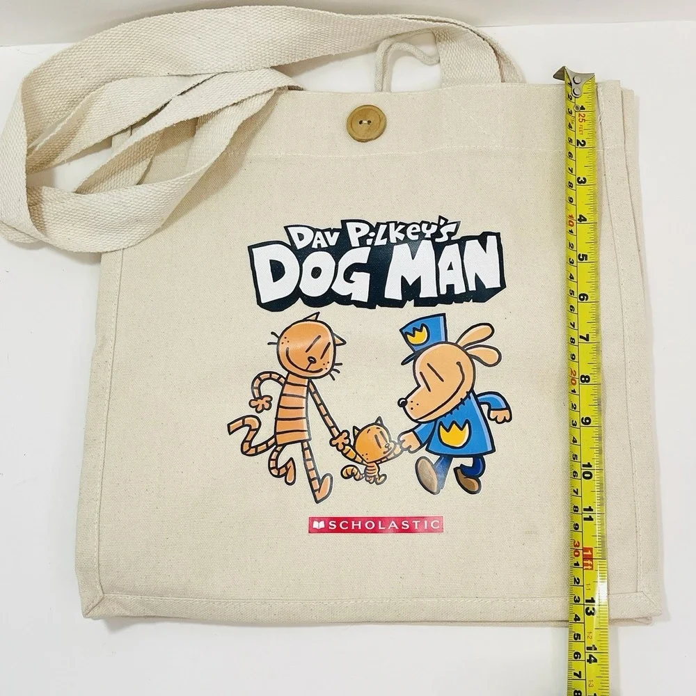 Dog Man Dav Pilkey Canvas Tote Bag Stuffed Plush Figures Toys‎ Lot of 4